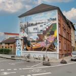 Street-Art-Künstler Justus Becker interpretiert Fotografie von Paul Wolff in Frankfurt-Niederrad neu